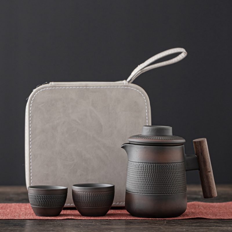 Korean Tea Set - レトロなスタイルのティーセット,屋外旅行用ティーセット,誕生日プレゼント用のポータブルティーポット付きの小さなポータブルセット