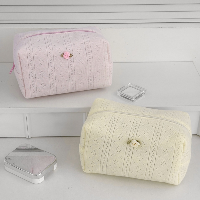 女性用レースリボン花柄メイクアップバッグ大容量トイレタリーバ - Korean Skincare Routine のレビューと価格