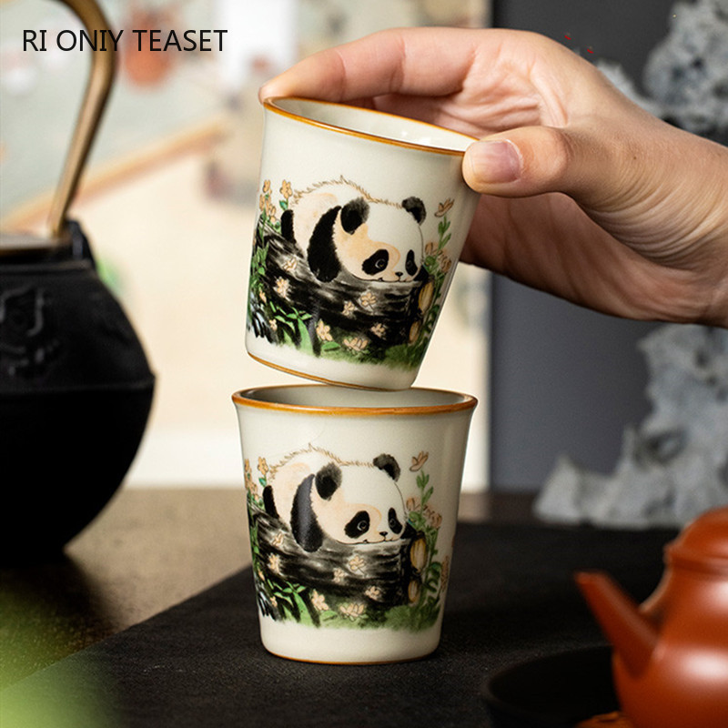 1個 中国伝統汝窯陶器茶碗 手作り 可愛いパンダ茶碗 家庭用 - Korean Tea Set のレビューと価格