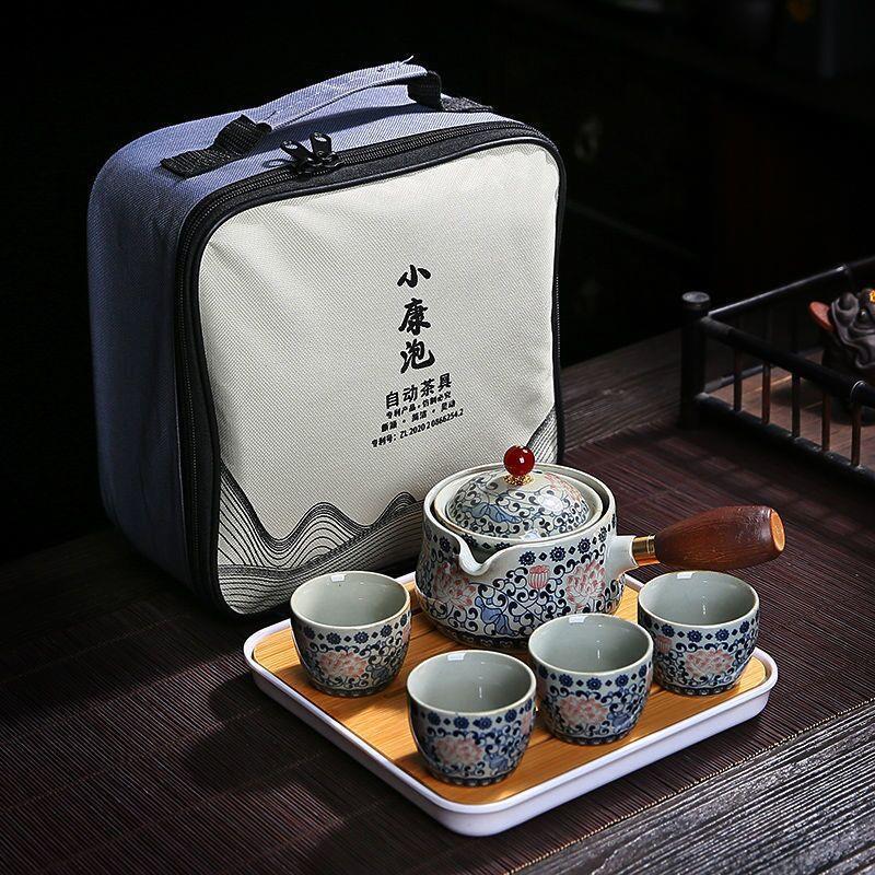 中国風カンフー旅行セラミックティーセットポータブルティーポッ - Korean Tea Set のレビューと価格