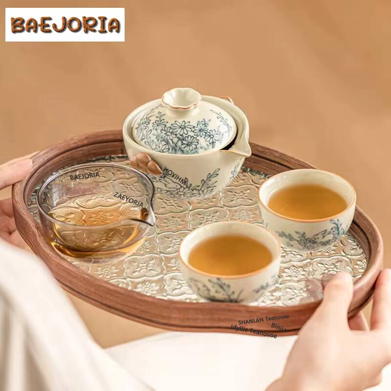 可愛いウサギとひまわり模様のRu窯茶器セット エレガントな1 - Korean Tea Set のレビューと価格