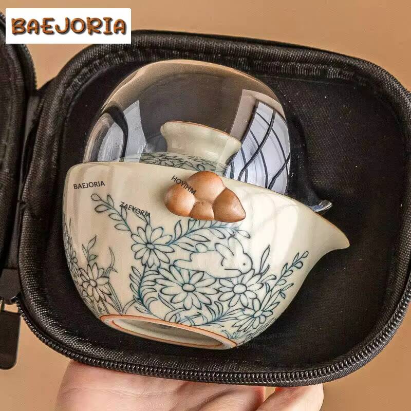 可愛いウサギとひまわり模様のRu窯茶器セット エレガントな1 - Korean Tea Set のレビューと価格