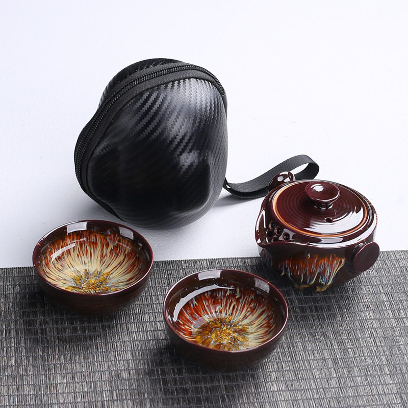 2カップのティーセットを備えたポータブルセラミックティーポッ - Korean Tea Set のレビューと価格