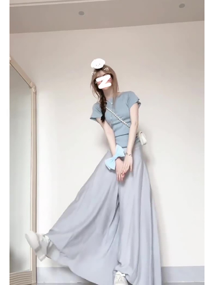 ソルトシステムニットTシャツワイドレッグパンツツーピースセッ - Korean Tea Set のレビューと価格