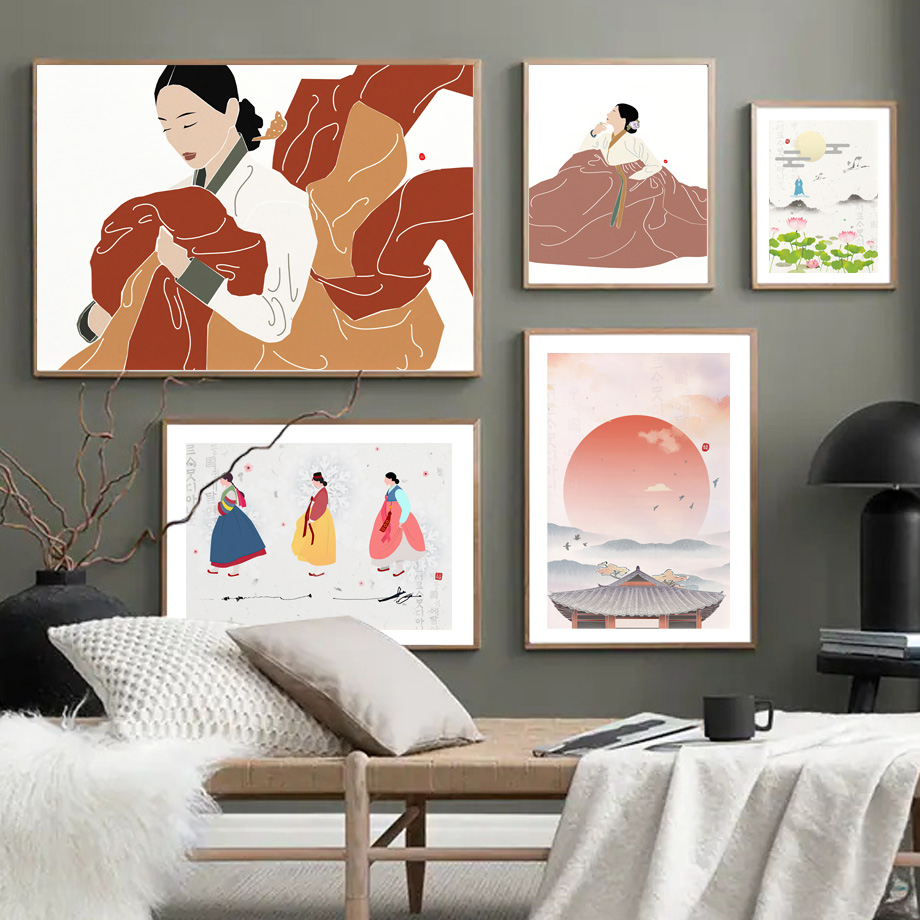 韓国スタイル自由奔放に生きる韓服少女アジアの壁アート美学プリ - Korean Lifestyle Aesthetic のレビューと価格