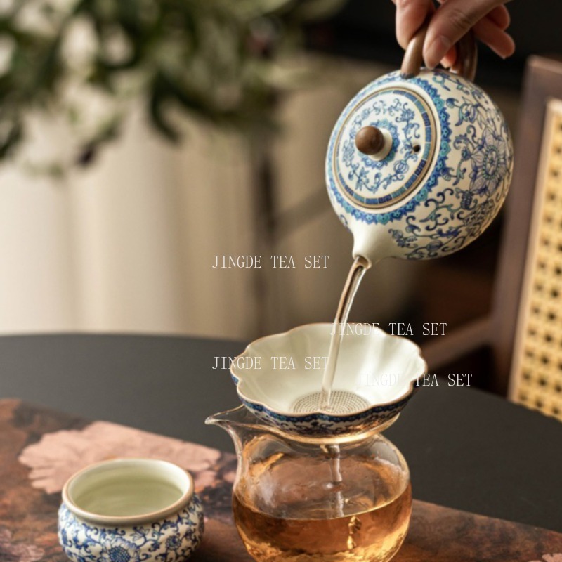 Ru Kiln Gongfu茶器セット、連動式蓮華模様の陶磁 - Korean Tea Set のレビューと価格