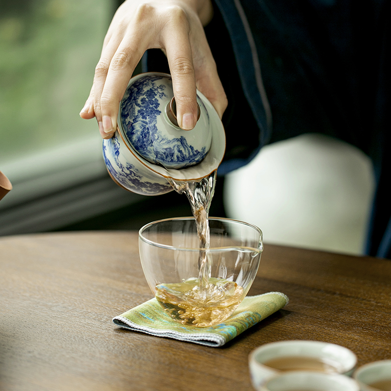 中国レトロ青と白の磁器茶碗携帯用一ポット二杯三杯旅行カンフー - Korean Tea Set のレビューと価格